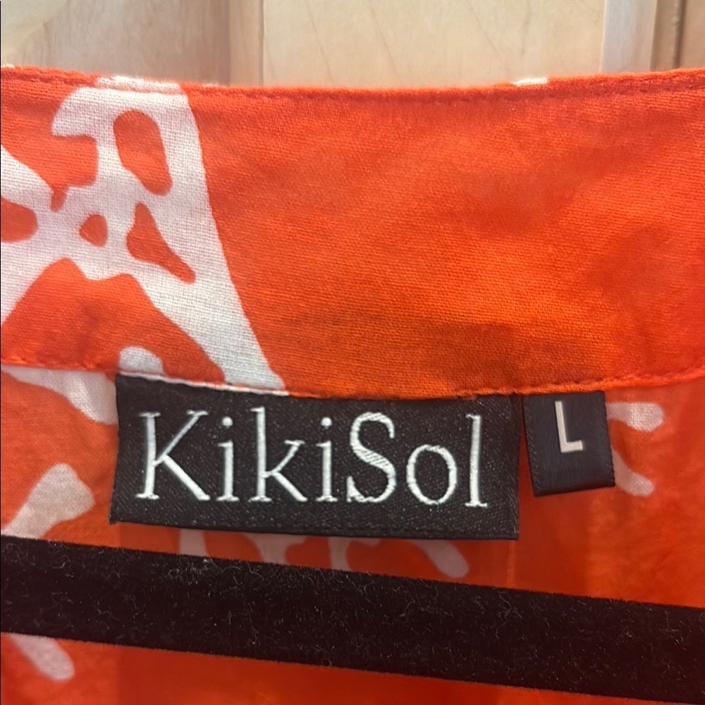 Kikisol Women's Coral Print Tunic - Orange Lightweight Cruise Ware Nautical L - Picture 2 of 4
